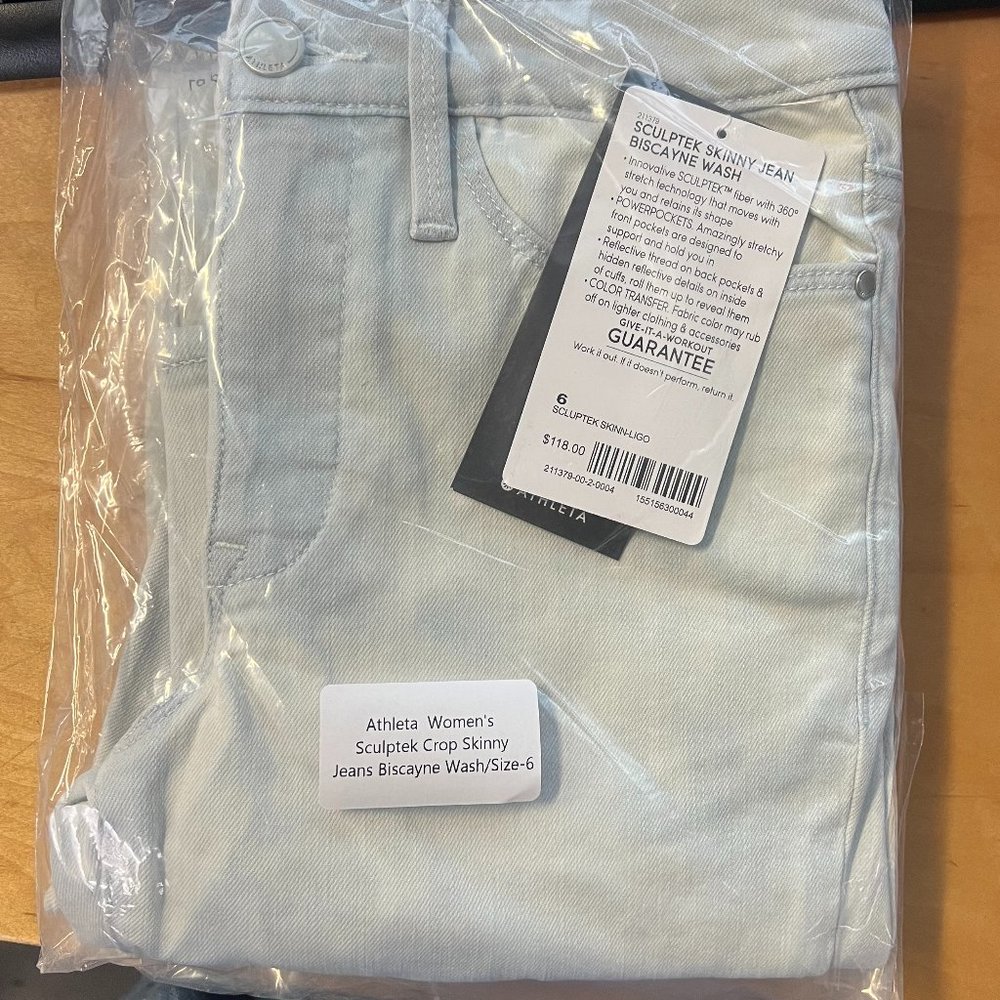 NWT! Athleta Women's Sculptek Crop Skinny Jeans Biscayne Wash/Size-6 - Picture 9 of 11